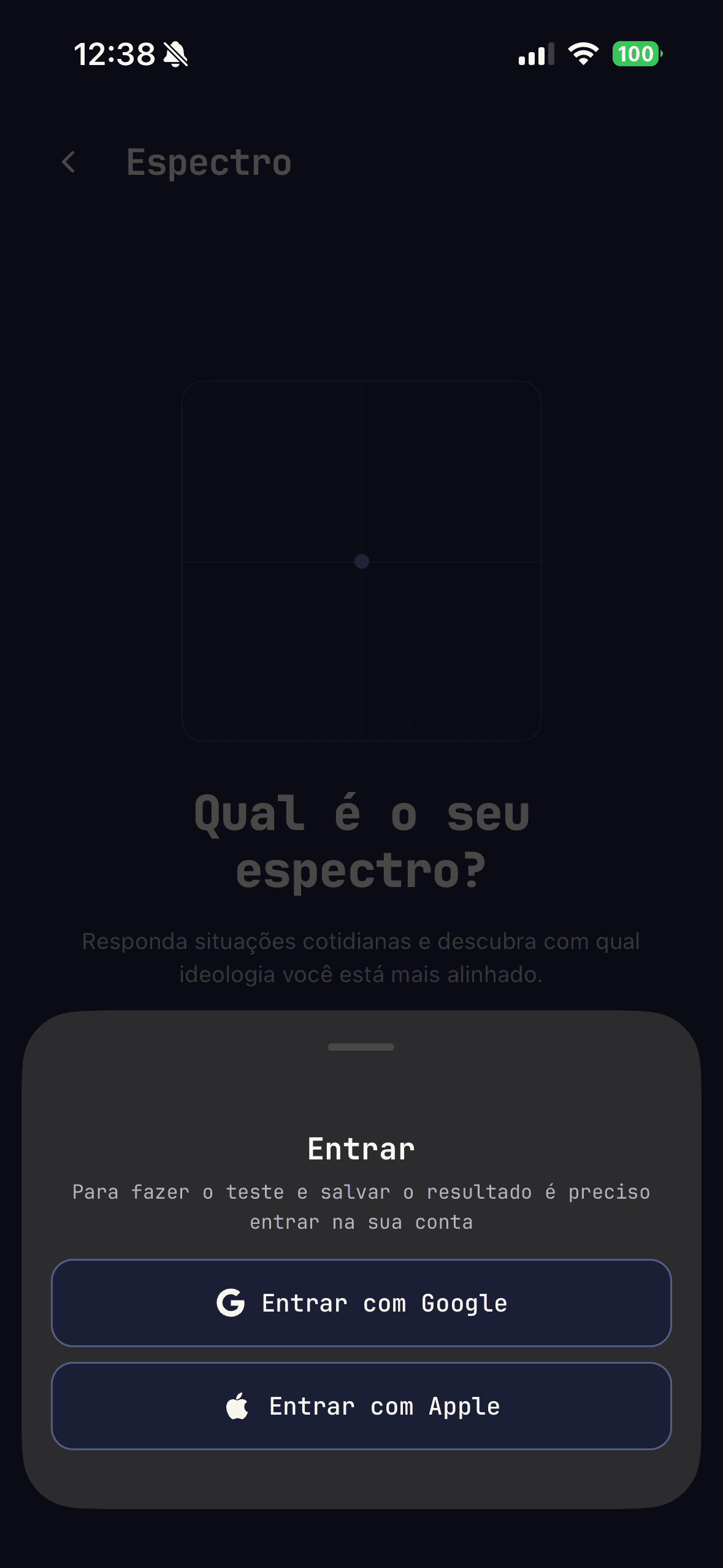 Espectro onboarding. Discover your political profile.