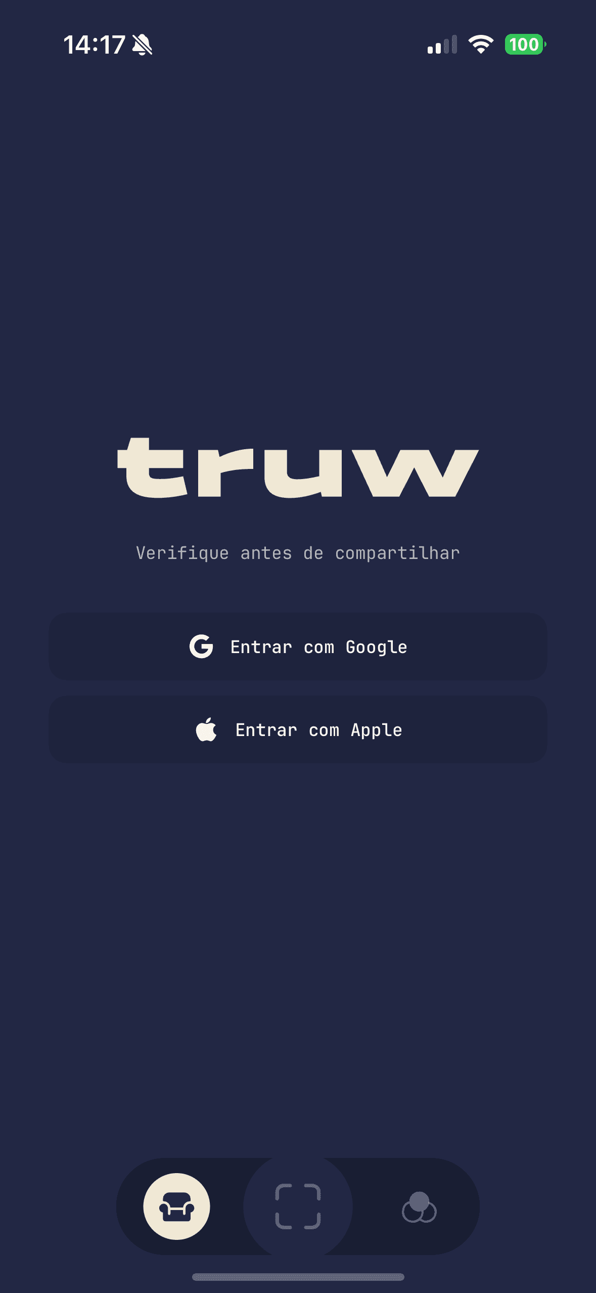 Truw splash and sign-in screen